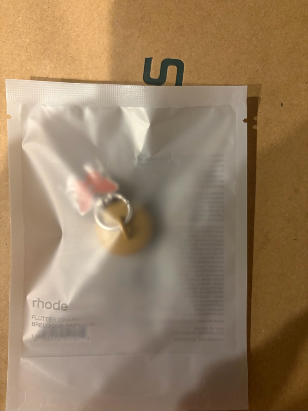 RHODE Pink and Gold Butterfly Charm Keyring